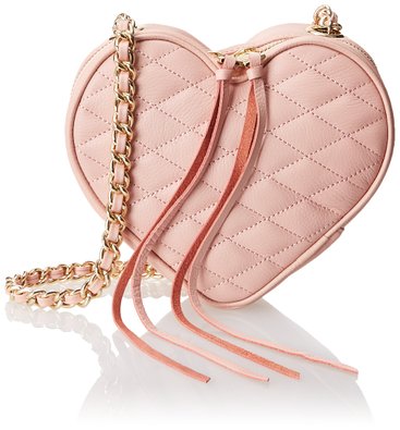 pink colored heart cross-body women's handbag image