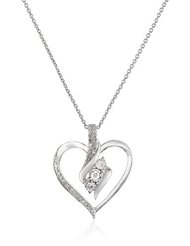 0.25 CT Diamond Heart Sterling Silver Pendant Necklace