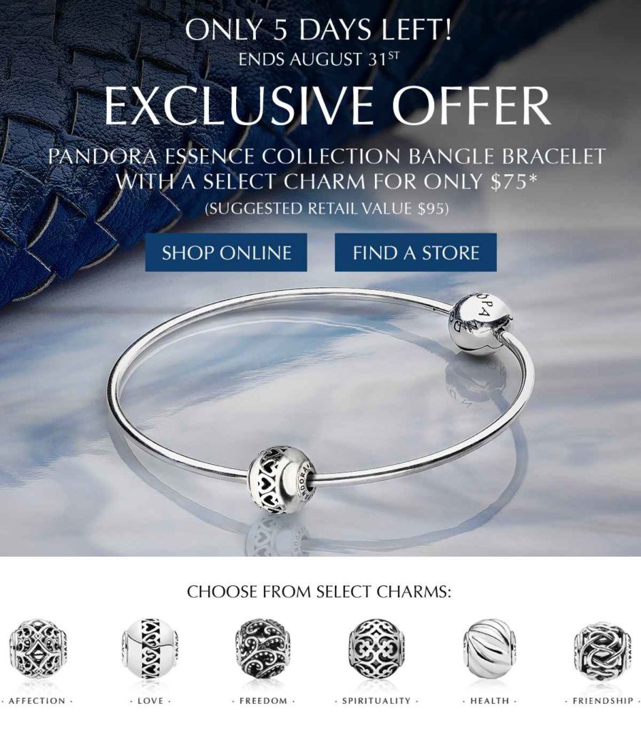 Pandora Essence Collection Bangle Bracelet Promotion August 2016