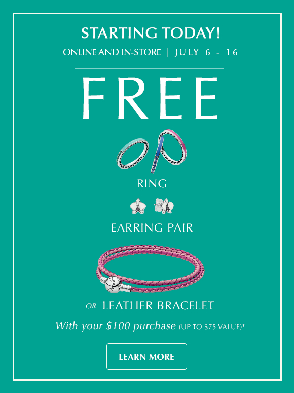 Pandora Jewelry Summer Promotion July 2017